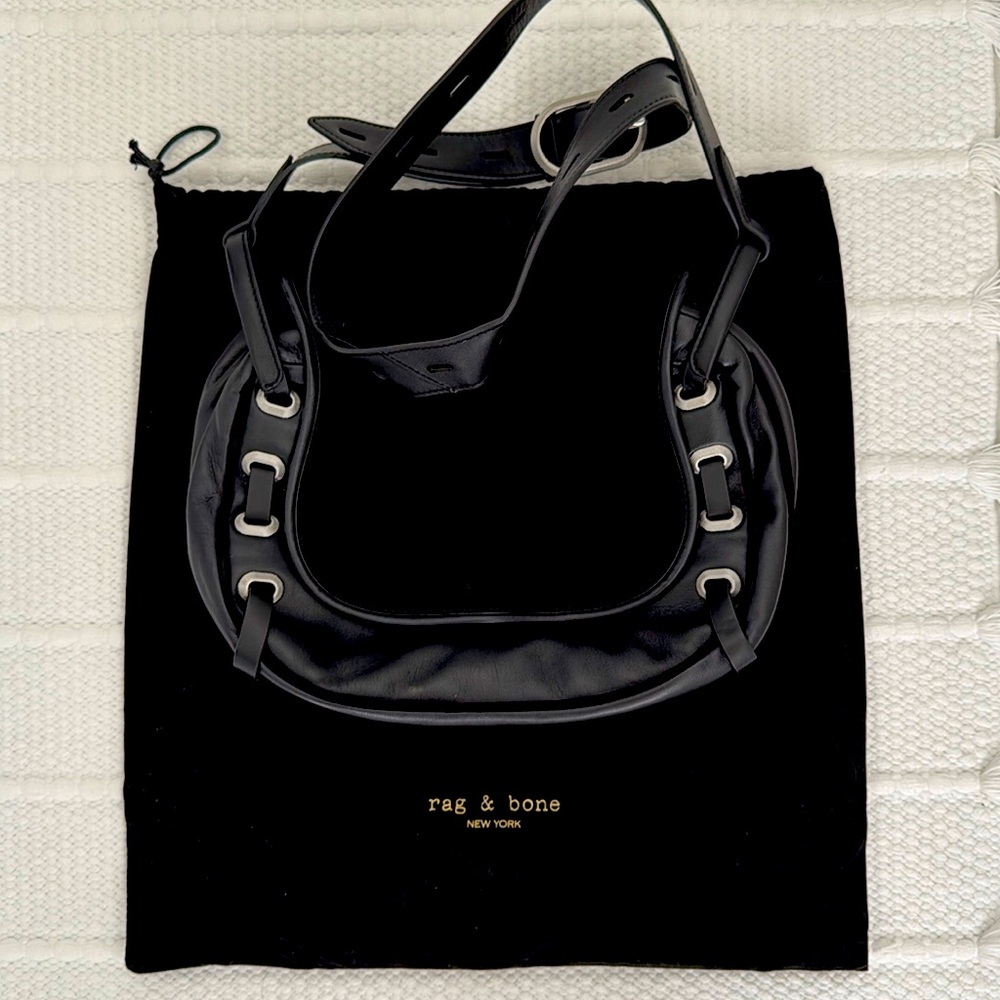 Rag & bone black suede messenger crossbody bag